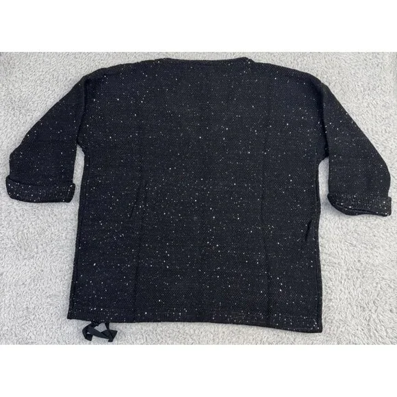 DKNY Jeans Womens XL Sequin V-Neck Sweater Black Light Soft Comfortable - Picture 8 of 14